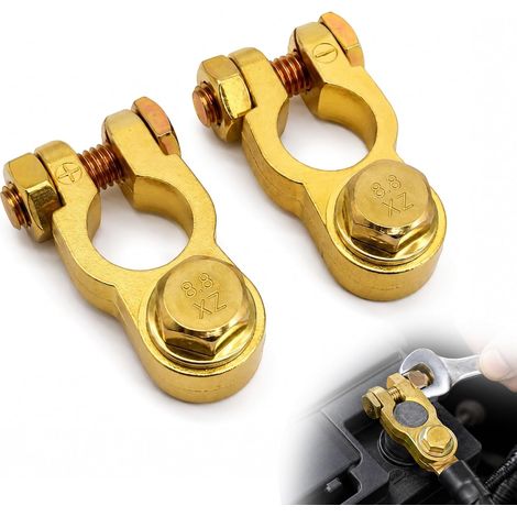 1 Paire Cosses Batterie Voiture, Bornes de Batterie 12V 24V en Alliage de Zinc Cuivré, Positif 19 MM Négatif 17 MM, Connecteurs Pour Batterie Auto et Véhicule (1/5)