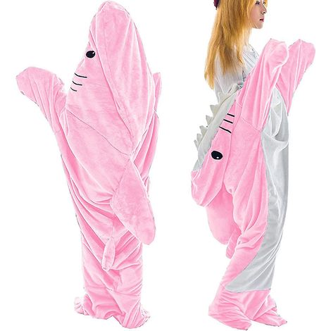 Couverture à capuche requin adulte - Combinaison-pyjama requin adulte - Couverture requin ultra douce et confortable 190 cm (1/5)