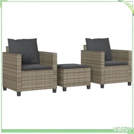 Ensemble de bistro - FAFEICY - 4003898 - Résine tressée gris - 2 chaises + table/tabouret - Coussins amovibles (1/5)