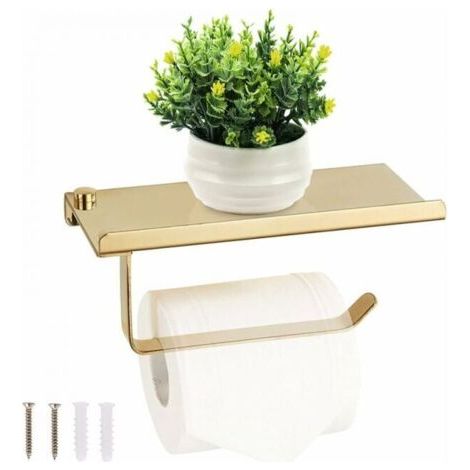 Porte Papier Toilette Mural avec Etagère de Téléphone - Derouleur Papier en Acier Inox pour Salle de Bain (1/5)