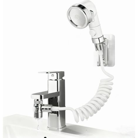 Pommeau de douche à main pour lavabo, pommeau de douche avec flexible, pommeau de douche à main avec support, pommeau de douche pour se laver les cheveux dans la salle de bain (1/5)