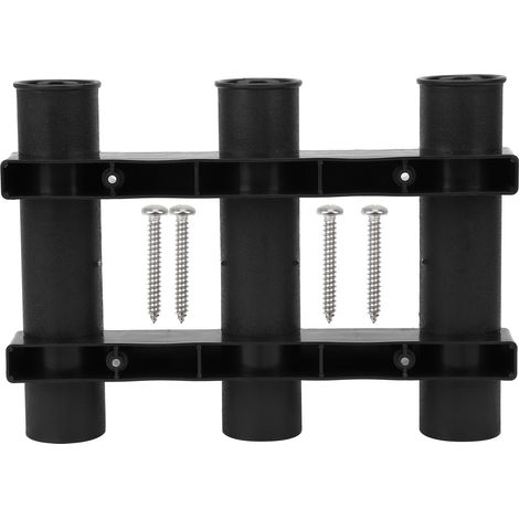 Support Canne À Pêche Mural 3 Tubes - Plastique Abs Épais - Rangement Garage Bateau - Noir - 1 Pièce (1/5)