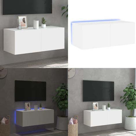 TV-Wandschrank mit LED-Leuchten Weiß 80x35x31 cm - TV-Schrank - Holzschrank - Regal - Wandregal - Wohnzimmer Dekoration - Home & Living (1/5)