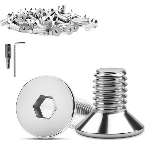 110 viti a testa svasata M3 x 10 mm in acciaio inox DIN 7991 / ISO 10642, acciaio inox 304, viti a testa cilindrica con esagono incassato, chiave a brugola (1/5)