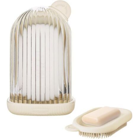 Set di 2 portasapone da viaggio, impermeabili con spazzolino in silicone, ideali per campeggio, palestra e viaggi, colore bianco.