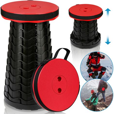 SWANEW Sgabello portatile pieghevole Seduta telescopica Sedia da campeggio regolabile in altezza Carico massimo 150 kg nero (1/5)
