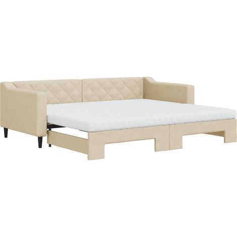 Maison Exclusive - Tagesbett Ausziehbar mit Matratzen Creme 90x20