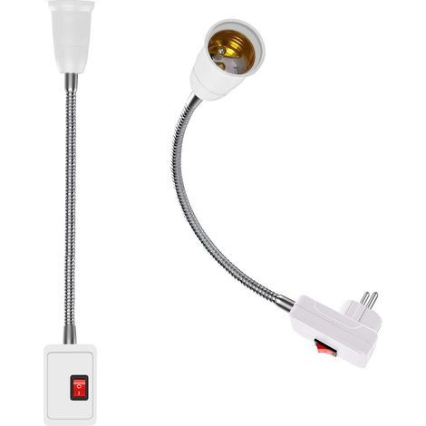 2PCS Porte Lumière de Ampoule LED E27 avec Interrupteur, Support De Lampe Adaptateur Convertisseur avec 5.9″ Flexible Col de cygne et Prise EU, Support d’ampoule E27 pour Bureau Chambre Cuisine (1/5)