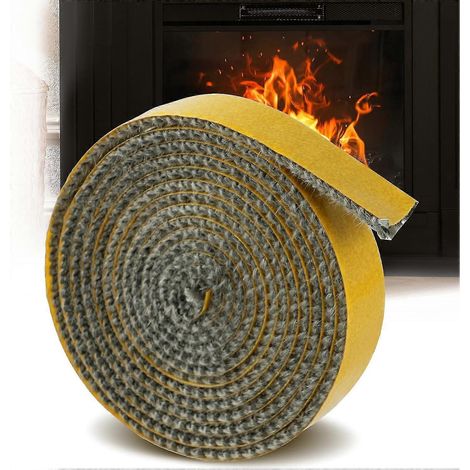 Joint d'étanchéité pour poêle à bois, joint d'étanchéité pour poêle à granulés, corde en fibre de verre auto-adhésive étanche à l'air pour poêle, cheminée, porte de four, chaudière, résistant à la cha (1/5)