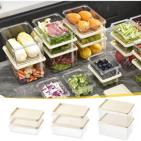 Boîte De Rangement Réfrigérateur - Boîte De Conservation Étanche Pour Fruits Et Légumes - Empilable Transparente En Plastique Alimentaire - 2 Pièces (1/3)