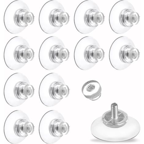 12 pcs Suction Cups, 32 mm Clear Window Suckers for Glass, Sucker Pads with Knurled Nut for Window, Tiles, Wall, Door, Bathroom, Kitchen Suction Holder (1/5)
