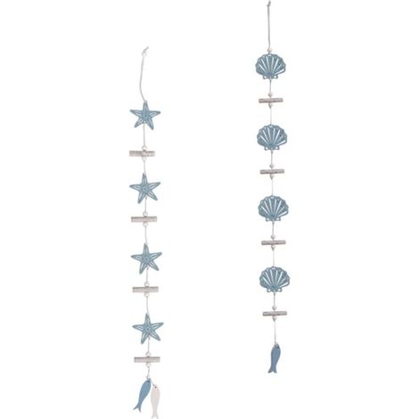 Décoration Murale Bois Créative pour Fête, Pendentif Méditerranéen Élégant D'étoile et Coquillage, pour Chambre Fille et Jardin Extérieur (1/5)
