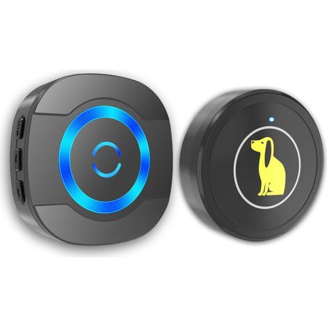 Sonnette sans fil de 300 mètres, carillon électronique étanche IP55, bouton d'appel pour animaux de compagnie, sonnette tactile pour animaux de compagnie, 55 cloches au choix, LED bleue (1/5)