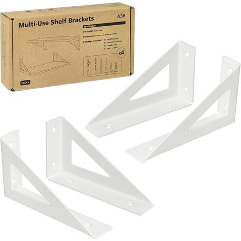 Equerre etagere murale blanche 15cm, lot de 4 supports pour étagères décoratifs, petit support etagere, supports d'étagères métalliques (1/5)