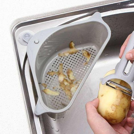 Dieses 3-teilige Abflusskorb-Set für Küchenspülen nutzt den Eckraum der Küchenspüle optimal aus und verhindert ein Verstopfen der Spüle. (1/3)
