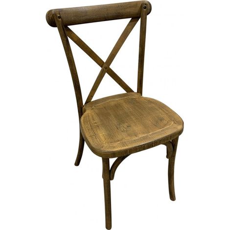 Chaise de réception champêtre dos croisé bois vieilli - lot de 8 - Prodirest (1/4)