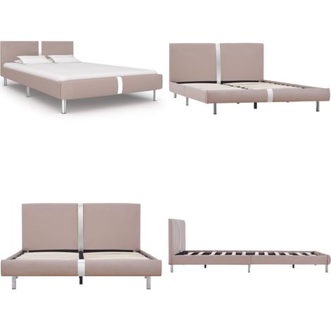 Cadre de lit sans matelas cappuccino similicuir 140x200 cm - Cadre De Lit - Lit Double - Lit Capitonné - Lit Beige - Lit Moderne - Home & Living