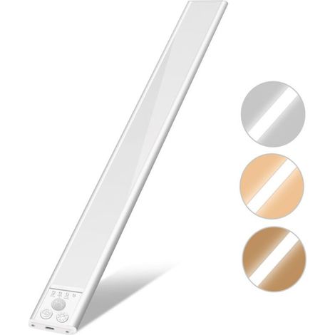 Éclairage sous meuble de cuisine, lampe rechargeable avec détecteur de mouvement, intensité réglable et 3 températures de couleur, 20 cm (1/5)