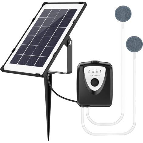 Solarbetriebene Luftpumpe, Aquarienbelüfter, Teichbelüfter mit Aquarien-Sauerstoffschlauch und Luftstein (schwarz) (1/5)