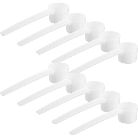 Lot de 10 cuillères doseuses en plastique de 5 g pour café, lait en poudre, liquides et assaisonnements  rechargeables et réutilisables (blanches).-White (1/3)