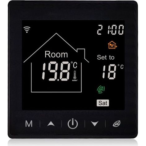 Thermostat WiFi électrique programmable pour Tuya, thermostat intelligent pour chambre numérique à économie d'énergie (noir 16 A) (1/5)