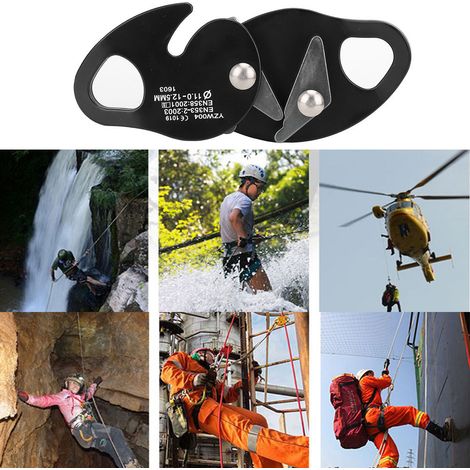 Descendeur Autobloquant de Sécurité pour Escalade et Travaux en Hauteur - Corde 11-12.5mm (Noir) (1/5)