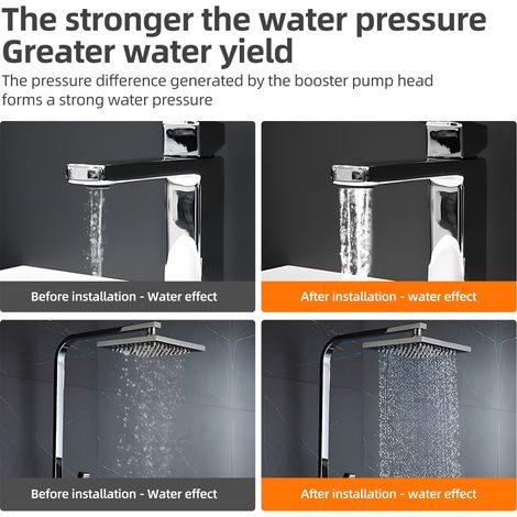 Surpresseur d'eau automatique 24 V pour douche domestique, silencieux, avec recirculation d'eau. Puissance maximale de 150 W, hauteur de refoulement de 28 m (92 pieds). Idéal pour arroseurs, douche, c (1/2)
