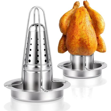Grille verticale pour poulet, en acier inoxydable 304, support à poulet amovible, avec trépied, pour four ou barbecue. (1/5)