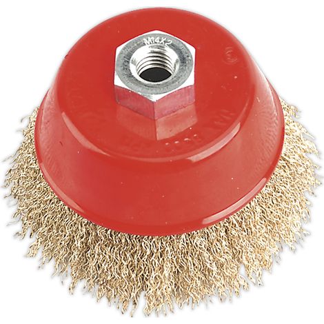 Sealey 100mm Brassed Steel Crimped Wire Cup Brush M14 x 2mm CBC100