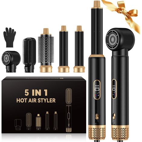 5 in 1 Blower Brush, 1000 W Ionic Heating Brush with Hair Dryer Brush, Round Brush, Hair Curler, Straightening Iron, Styling Brush for Volume, Smoothing, Curls and Drying (1/5)