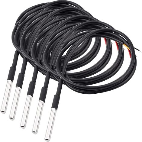 Cable 5 x 1M, Digital Thermal Cable Temperature Probe Stainless Steel Probe, Accurate Reading, Temperature -55°C to 125°C (1/5)
