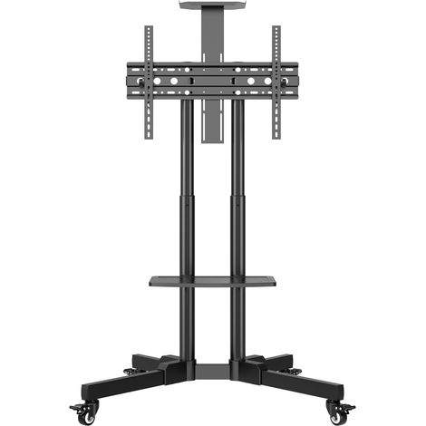 Support TV Mobile avec 2 étagères et Hauteur réglable pour écrans Plats et incurvés de 32 à 75 Pouces (jusqu'à 45 kg), VESA Max 600 x 400 mm (1/5)