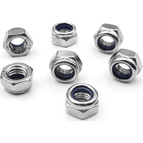 100 Pieces M6 Stainless Steel Lock Nut Hex Nut Lock Nuts Hex Nuts for Hardware Lock Nut Assortment (1/5)