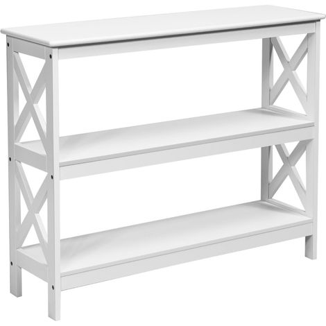 Consola con estante, diseño industrial, blanco, 100x33x80 cm