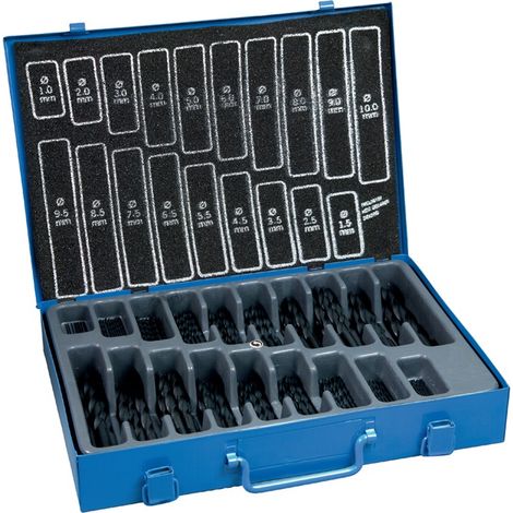 Spiralbohrermagazin 1-10 mm steigend um 0,5 mm HSS 170 teilig (1/3)