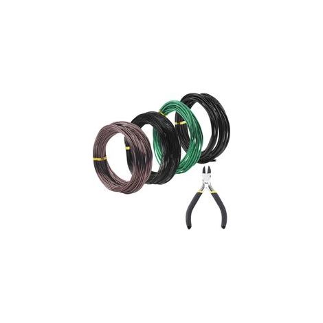Lot de 5 fils d'entraînement pour bonsaï, 4 tailles 1/1,5/2/3 mm, avec coupe-fil, fil en aluminium, kit d'outils pour bonsaï, accessoires pour bonsaï, arbres, intérieur