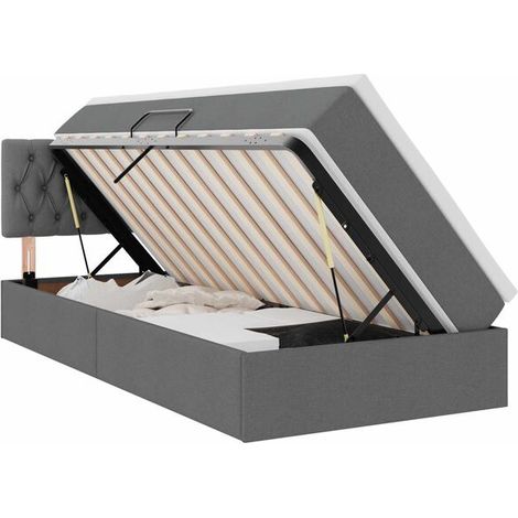 Lit avec rangement et matelas, gris foncé, 90 x 190 cm (1/5)