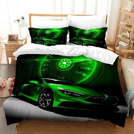 Housse de Couette Voiture de Course 220×240 cm,Parure de Lit Voiture de Sport avec 2 Taies d'oreiller Microfibre pour Enfants Jeunes(Voiture de Course 3,220x240cm) (1/5)