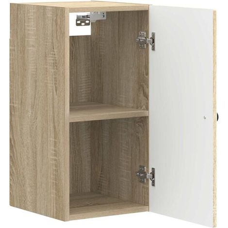 Meuble de Rangement Mural pour Salle de Bain, Étagère de Douche Suspendue en Bois Style Sonoma Oak, Organisateur de Toilette avec Crochets, Design Moderne et Compact (1/5)