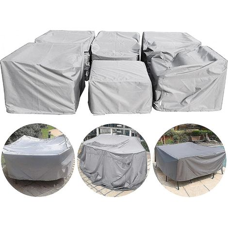 Housse pour mobilier de jardin rectangulaire. Argentée, 130 x 130 x 74 cm. (1/2)