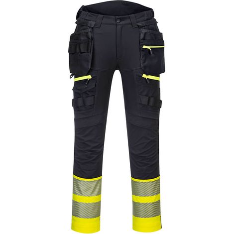 Pantaloni Holster Dx4 Hi-vis Classe 1 Colore: Giallo/nero Taglia 36 - Portwest