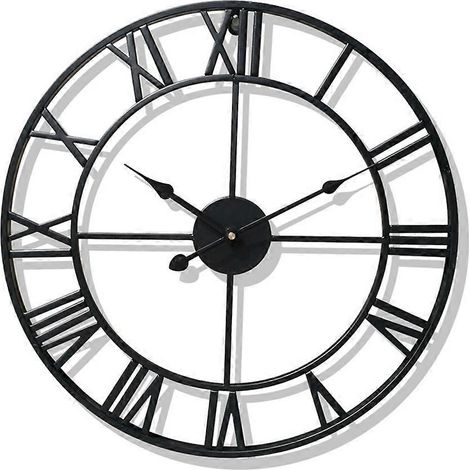 Horloge murale à chiffres romains, horloge rétro, horloge murale ronde décorative en fer, précise et silencieuse, décoration de salon - JBMEDIA (1/4)