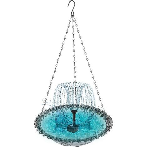 Fontaine solaire et bain pour oiseaux automatique, pour jardin et extérieur, décoratif, vasque gris, pompe solaire intégrée, pour boire et attirer les oiseaux