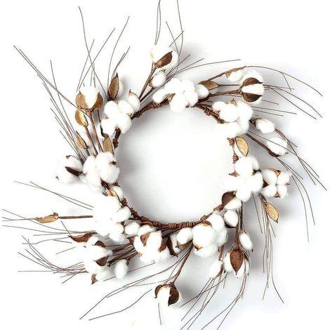 Guirlande En Coton Naturel - Diamètre Intérieur 21 Cm - Décoration Murale Porte D'Entrée Centre De Table Mariage - Blanc - 1 Pièce (1/5)