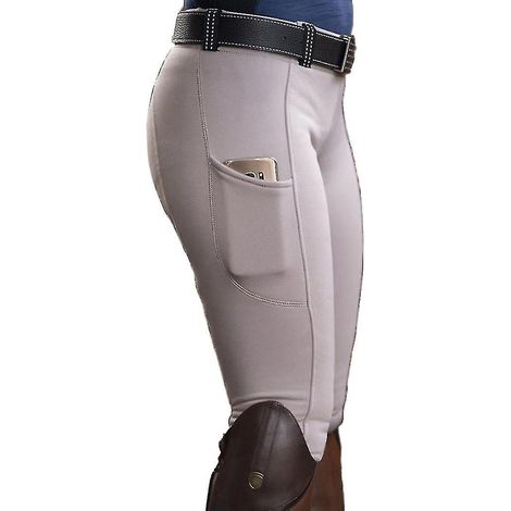 Damenreithose, Größe S, weiß, mit Taschen und Push-up-Effekt. Elastischer Reitstil. Größe S.