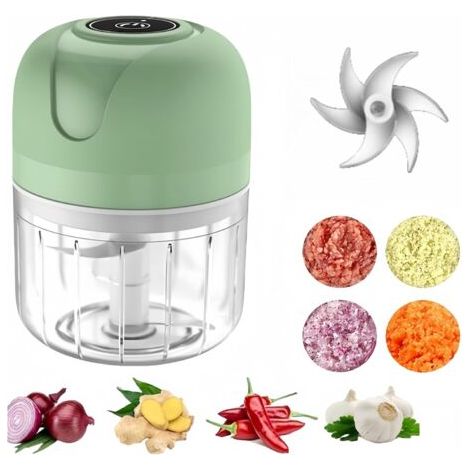 QORVA-Robot de cuisine électriqu,Mini hachoir à ail électrique,250 ml aliments de cuisine portables sans fil,pour ail, légumes, fruits, oignons, viande, salades, aliments pour bébés, condiments