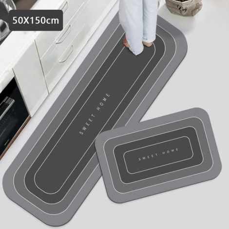 (Gris Clair)Tapis De Bain Antidérapant Imperméable Tapis Super Absorbant Cuisine Salle De Bains Tapis -Gris Clair-50x150cm (1/4)