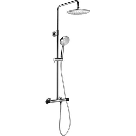 SOLARIS Ensemble de douche combiné avec mitigeur thermostatique, chrome/noir mat