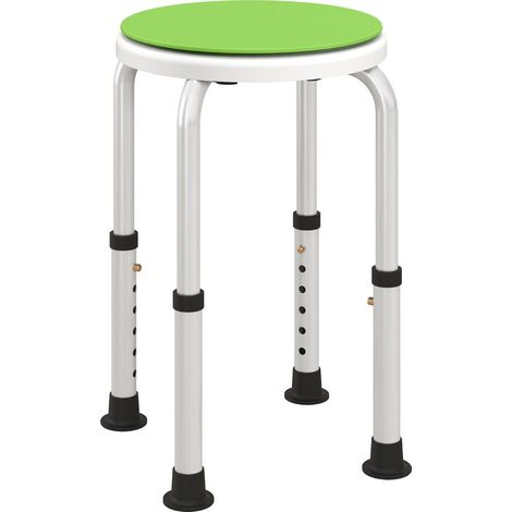 Tabouret de douche siège de douche antidérapant tabouret de bain hauteur réglable pivotant à 360° en aluminium (1/5)