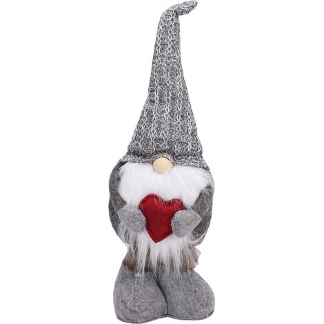 Gnome Noël debout jambes rétractables sans visage – Poupée table maison vacances déco gris, décoration (1/5)